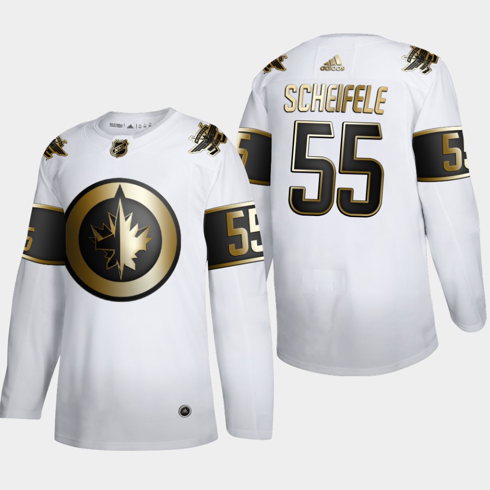 Men Winnipeg Jets #55 Mark Scheifele Adidas White Golden Edition Limited Stitched NHL Jersey->winnipeg jets->NHL Jersey
